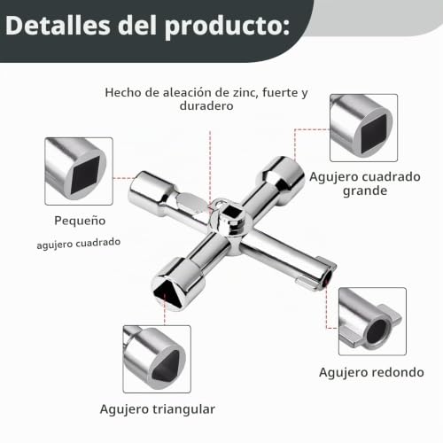 Miniatura 3 de Juego De 3 Llave De Utilidad Multifuncional De 4 Vías, Llave Triangular Para Caja Eléctrica Para Gas Y Control,De Utilidad De Aleación De Zinc Gabinete Eléctrico Y Plomería Contador Gas Válvulas
