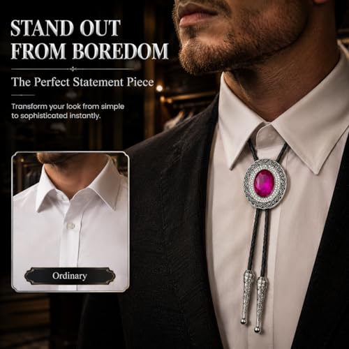 Image of Western Bolo Tie Cowboy Bolo Ties Rhinestone Necklace Bola Tie for Men Women
