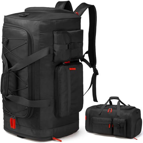 TAIHOYIN 70L Sporttasche Herren Extra Groß Reisetasche Rucksack mit Schuhfach Wasserdicht Fitness Trainingstasche Damen Weekender Duffel Bag für Gym, Reise, Sauna, Schwarz