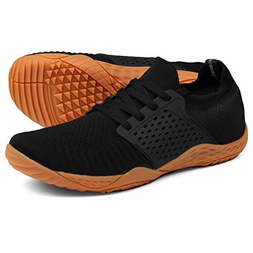 WHITIN Men's Trail Running Shoes Minimalist Barefoot 5 Five Fingers Wide Width Toe Box Size 11 Training Gym Workout Fitness Low Zero Drop Sneakers Treadmill Free Athletic Ultra for Male Black Gum 44