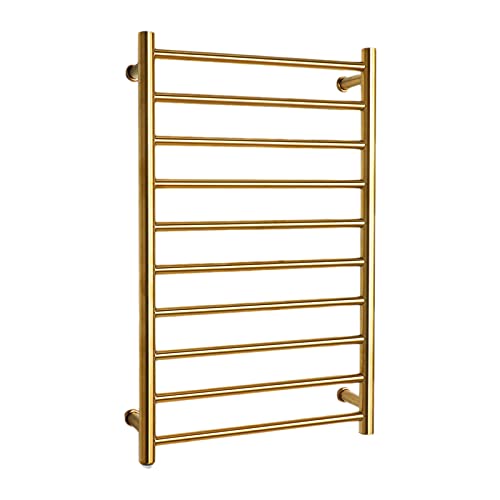 Towel Warmer and Drying Rack, Towel Warmer Heated Towel Rack, 10-Bars Wall Mounted Electric Towel Warmer, Hard-Wired and Plug-in Optional,Gold,2 Towel Warmer and Drying Rack, Towel Warmer Heated Towel Rack, 10-Bars Wall Mounted Electric Towel Warmer, Hard-Wired and Plug-in Optional,Gold,2