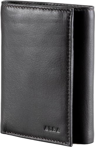 Alba Classic Trifold Nappa Leather Wallet For Men II Handmade II Minimalist II RFID Protected (Dark Brown)