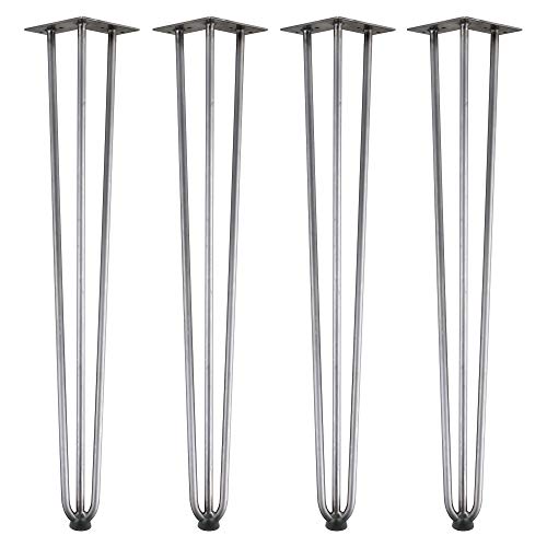 Zelsius 4er Set Hairpin Legs 71cm, Rohstahl | Stahl Tischbeine Haarnadelbeine | Hairpins für Do-It-Yourself Esstisch Arbeitstisch Beistelltisch Tisch Beine | Table Legs, Tischfuß, Schreibtischfüße
