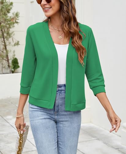 Image of Hount Womens 3 /4 Sleeve Cropped Cardigans Lightweight Casual Open Front Bolero Shrugs Sweaters