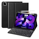 HAODEE Wireless Tastaturkoffer für iPad Air 5th/4. Generation 2022/2020,10,9 Zoll für iPad Pro 11 2021/2020, Support Pencil 2 Ladung (Color : Black, Size : for IPad Air 5)