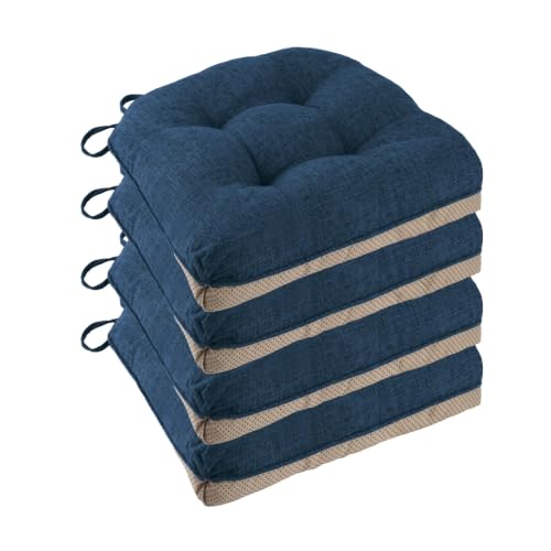 FlyGulls Chair Cushions for Dining Chairs Set of 4, 18"x18"x3", Navy