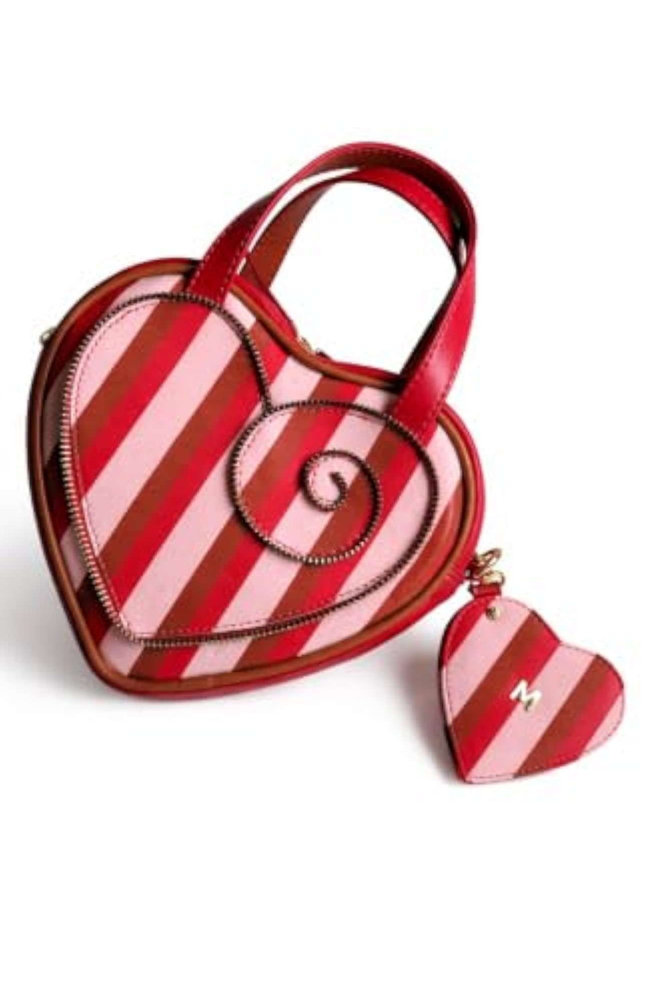 Multicolor Stripe Heart Mirror Bag Charm for Girls