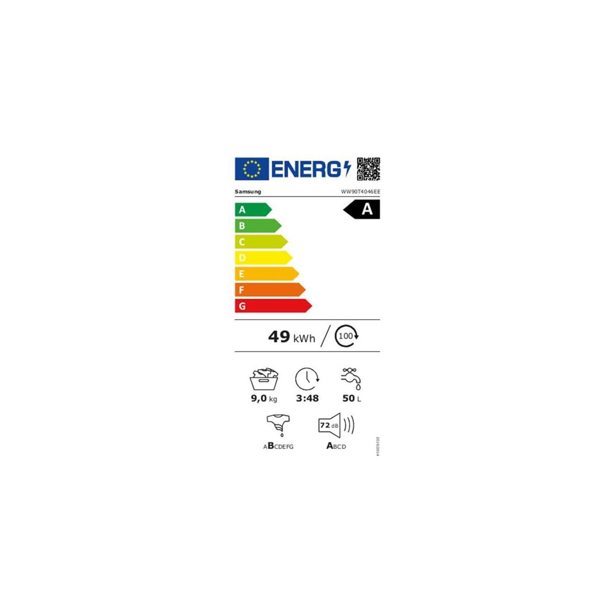 Lave-linge frontal 9kg 1400 Tours/min - WW90T4046EE