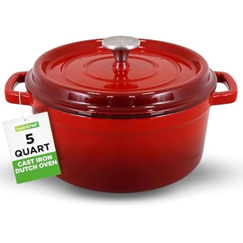 NutriChef 5-Quart Cast Iron Dutch Oven Cover