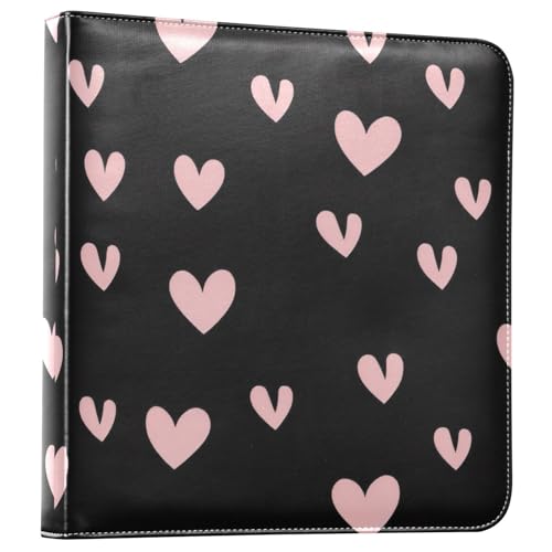 Álbum de fotos adhesivo DIY Scrapbook álbum con corazones negro día de San Valentín 3 anillos encuadernadores libro de fotos 40 páginas 8x10 para recuerdos miniatura 1
