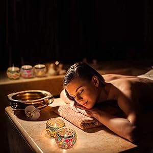 IIQ Votive Candle And Tealight Holders for Table, Handmade Stained Glass Beauties for Home Decor/Party Decorations IIQ Votive Candle And Tealight Holders for Table Handmade Stained Glass Beauties for Home DecorParty Decorations