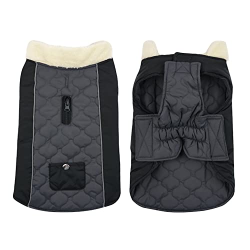 Oslueidy Hunde Wintermantel, Warme Hundejacke Wasserabweisende Winddichte Weste Beidseitig Tragbare Pullover Outfit Schneeanzug für Kleine Mittelgroße Große Hunde (XL, Dunkelgrau) Cover