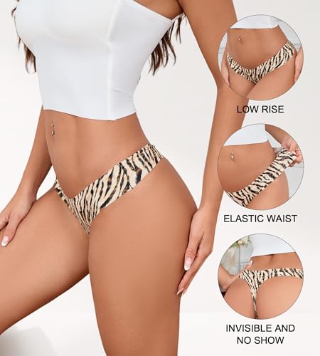 Image of DEANGELMON Seamless Thongs for Women No Show Thong Underwear Women Comfortable Multiple Pack