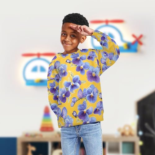 JUNZAN Cute Violet Yellow Kids Girls Pullover Hoodie Long Sleeve Boys Sweat Shirt Party 4T4