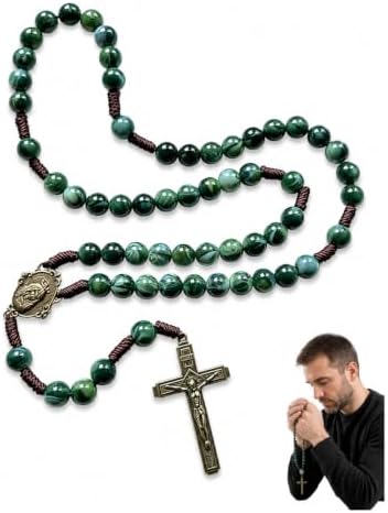 1 unidad de rosario católico de 55 cm, collar para hombre y rosar...