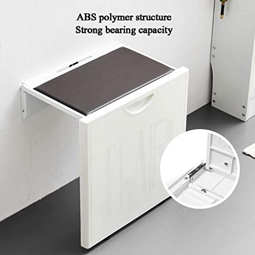 Mesa de pared plegable con asiento cómodo y taburete cambiador oculto 7