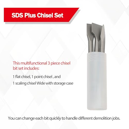 SDS-Plus Chisel & Point Bit Set for Makita SDS+ Rotary Hammers- Aggressive Demolition for Concrete & Tile - 3 Piece