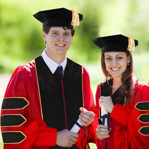 Image of Unisex Doctoral Graduation Gown with Gold Piping | Academic doctoral Cap and Gown for Graduation Ceremony