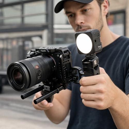 Poignée latérale de caméra pour cage Sony Canon Panasonic avec fixation double bouton 1/4" réglable