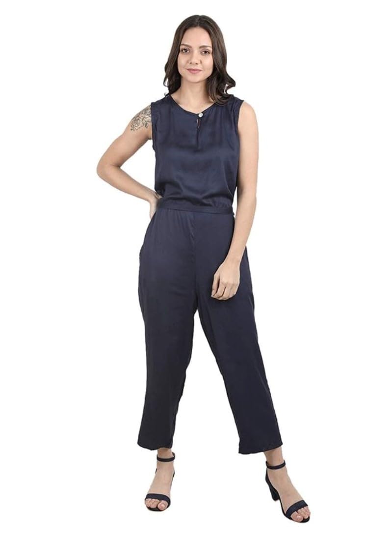 Women's Casual Crepe Sleeveless Jump Suit (Navy Blue, M)-PID63339-picture-13