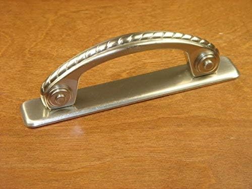Retro Art Deco Rope Handle Brushed Satin Nickel 3" Between Screw Holes with Backplate