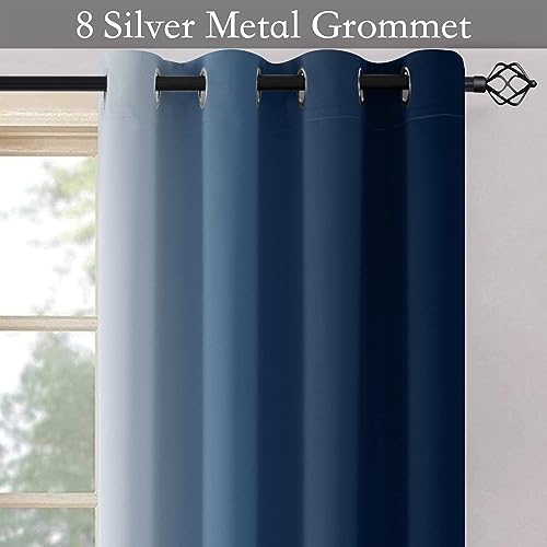 Image of SimpleHome Ombre Curtains Blue to Grey White for Living Room 52Wx90L | Room Darkening Curtains for Bedroom,Gradient Light Blocking Curtain,Thermal Insulated Grommet Window Drapes,2 Panels,90 Inch