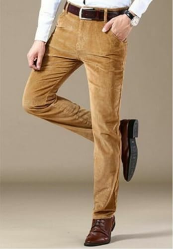 Men's Corduroy Formal Trousers Slim Fit Regular Suit Pants4