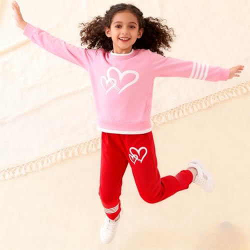 Image of OLMRJKD Kids Toddler Girls Clothes Figure Graphic Drop Shoulder Top Pullover Spotted Print Pants Fall Winter Outfit Set