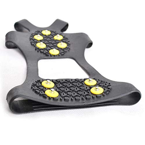 SH-RuiDu 1 Pair 10-Stud Ice & Snow Grips, Wear-Resistant Over Shoe Slip-on Stretchy Spikes Crampons for Climbing Tool