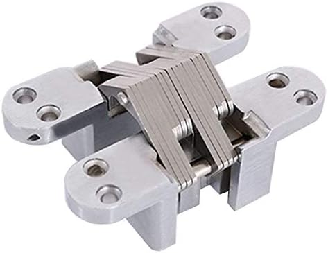 Ranbo (1 Pair) Hidden gate Hinge Stainless Steel Invisible Door Hinges Concealed Barrel Wooden Box Silver (4-6/9 inch)