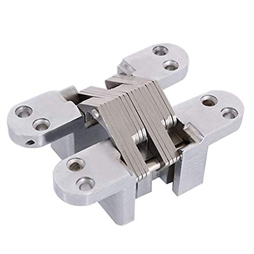 Ranbo (1 Pair) Hidden gate Hinge Stainless Steel Invisible Door Hinges Concealed Barrel Wooden Box Silver (4-6/9 inch)