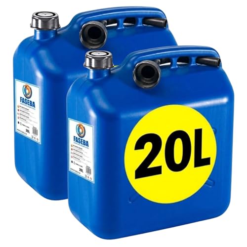 Pack Bidon Gasolina con Embudo de Boquilla Flexible para evitar Derrames - Con Visor de Nivel para facilitar la visibilidad - Con Homologación Oficial - Plástico HDPE Duradero (2, 20 Litros)