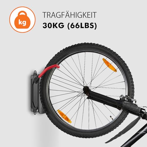 Mimoke Schwenkbare Fahrrad Wandhalterung Vertikaler Fahrradständer - Fahrradhalterung wand für die Garage - MTB & Rennrad (Rot Haken, 1 Stück)