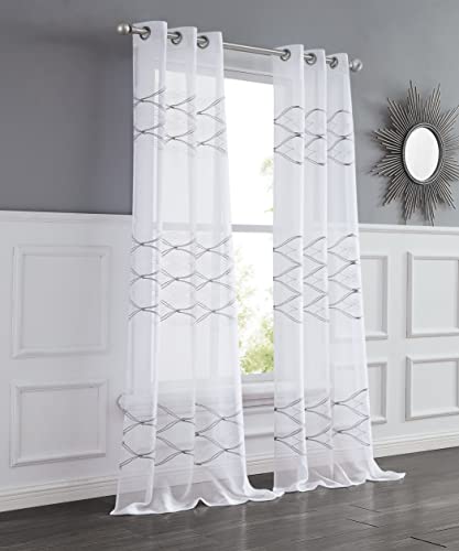 Paneles de ventana de 193 x 213 cm Dainty Home New Wave blanco y plateado 2