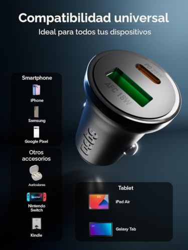 Cargador para iPhone Samsung Xiaomi OPPO con carga rápida USB-C de 25W 5