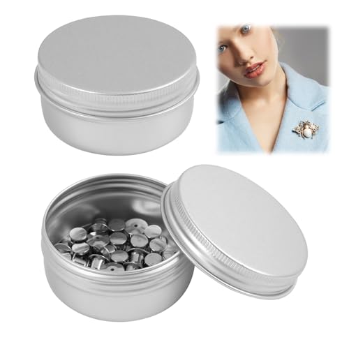 30 Pcs Locking Pin Keepers Backs & 1 pcs Aluminum Box Pin Badge Brooch Backs Durable Brass Fasteners with Spring-Loaded Mechanism for Crafts Jewelry Making and Easy Hanging Solutions (Silver)