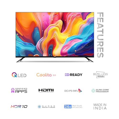 Image of 80 cm (32 inches) Glow Series HD Ready Smart QLED Linux TV BAZ32CL (Black)