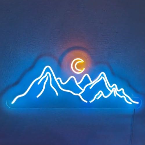 Insegna a LED Oceano Insegne al neon Onde Luci a LED Parete di casa Montagne decorative Lampade notturne Decorazione per feste Luce USB Luminosità regolabile