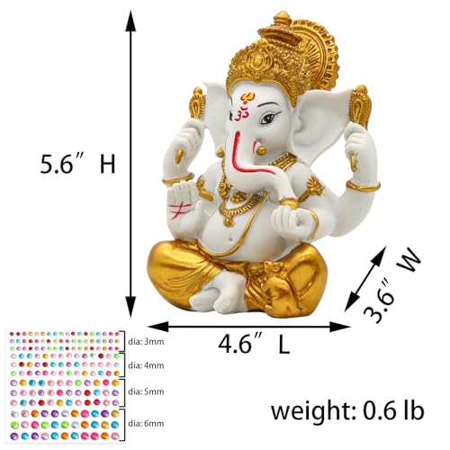 Estatua de Lord Ganesha 5.6 pulgadas Tono Dorado miniatura 4
