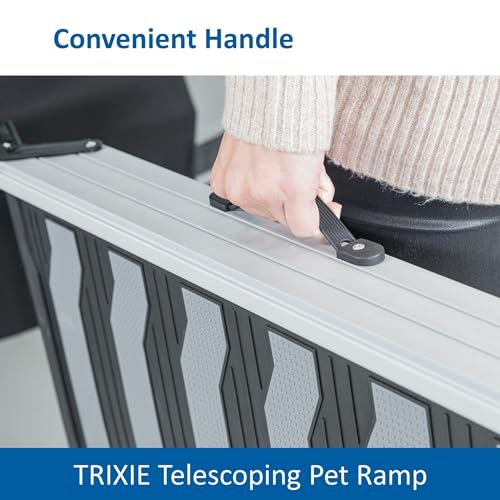 TRIXIE 39479 Robuste Teleskop-Haustierrampe, 175,3 cm, leichtes Aluminium, tragbare Hunderampe, Autorampe, extra lang