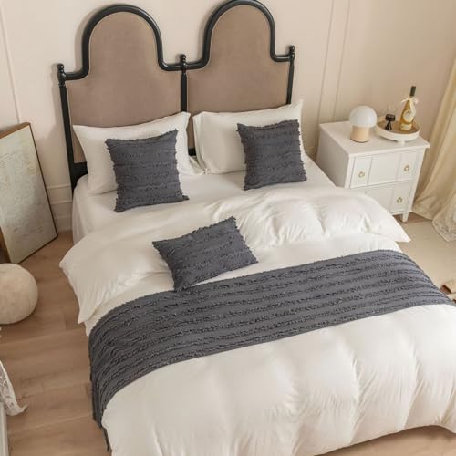 Toalla de extremo de cama gris oscuro de 50x240 cm para proteger y decorar 4
