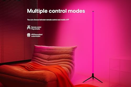 Image of Fire turtle Smart LED Floor Night Light, Remote Control, RGB Color Changing Light for Living Room, Bedroom, or Gaming Room - Modern Ambience Lighting