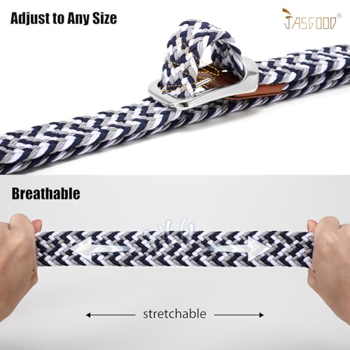 JASGOOD Multicolored Elastic Braided Belt, 1 3/8", Men Woven Stretch Golf Belt for Jeans Shorts Pants2