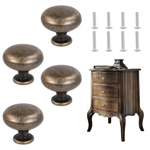 Giantree 4 Stück Knöpfe für Schrank, Möbelknöpfe Schrankknöpfe mit Schrauben 29mm Schrank Türgriff Kommode Griff für Kleiderschrank Schublade Schlafzimmer Kommode Küche Büro(Bronze Farbe)