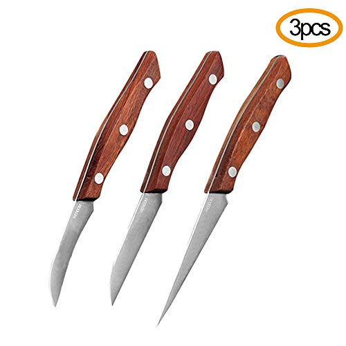 WENDOM Fruit and Vegetable Carving Knife Set of 3pcs with Wooden Hanlde Carve