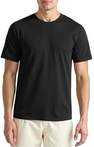 ineepor Merino Shirt Herren Kurzarm Funktionsshirt Wandershirt Gym Sport | Merino T-Shirt Herren Basic Fitness, Atmungsaktiv UPF 50+ Kühlung, Schnelltrocknend Geruchshemmend Anti S