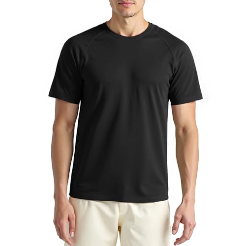 ineepor Lana Merino Camisetas Manga Corta Hombre Deporte Running Basica T-Shirt Proteccion Solar Cooling Transpirable Reductora Camiseta Verano Gym Crossfit Trabajo Regular Fit