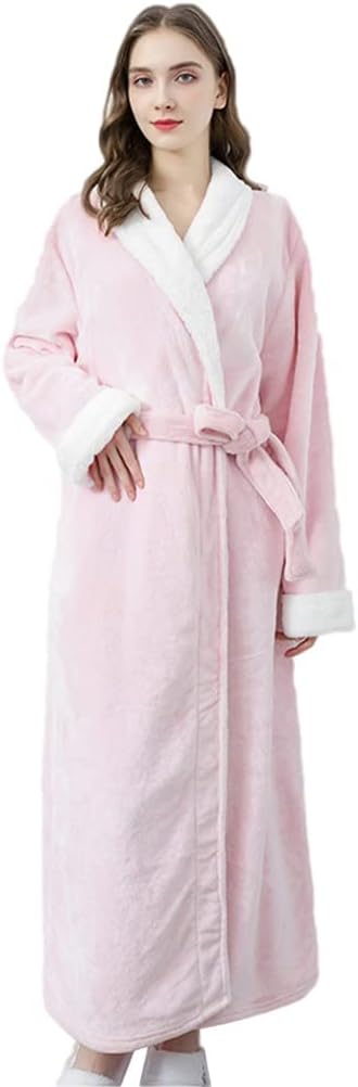 KITCISSL Christmas Pajamas Autumn/Winter Warm Bathrobe for Women and Men, Women's Sleepwear Nightgown(Pink,Women L)