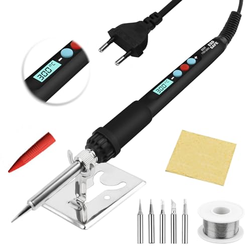 Fer à souder électrique,60W Kit de Soudure Température Réglable 200℃~500℃avec l'Interrupteur...