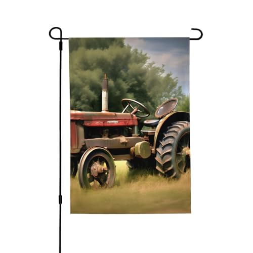 Old Tractor Photoes Farm Outdoor Double Sided Flag 71 * 102cm, Lightweight Lawn Banner For Garden Porch All Season Decor